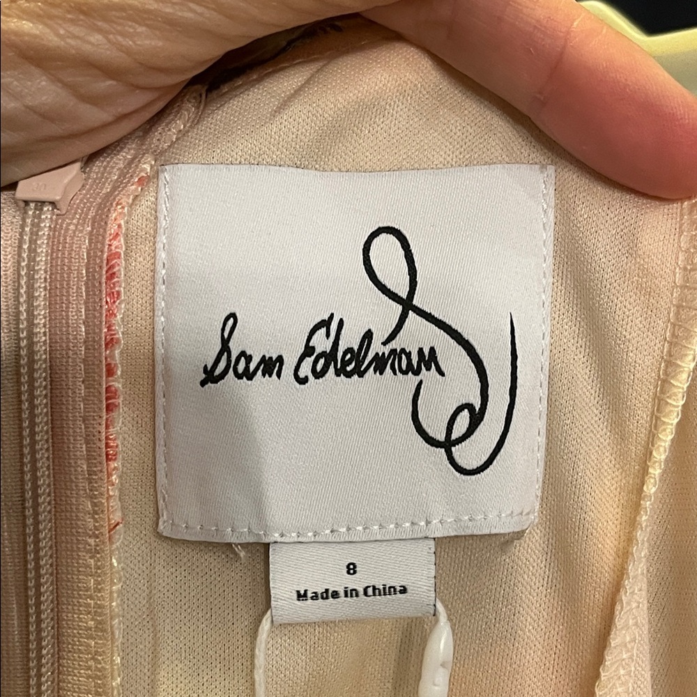Sam Edelman Embroidered Mesh Mini Dress Cream Pink NWT Size 8 - Picture 12 of 14